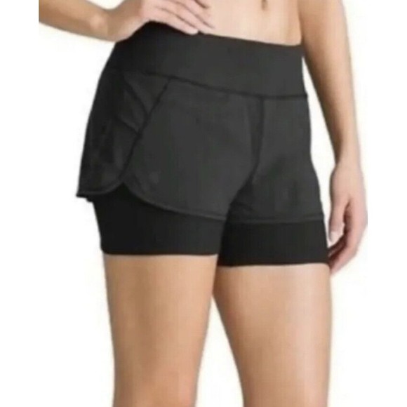 Athleta Women’s XXS Pulse 2 in 1 Black Stretch Running Shorts Athletic Gym - Picture 3 of 16